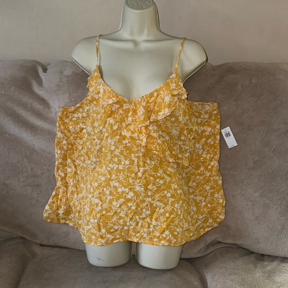 Old Navy yellow floral XL tank top with adjustable straps New